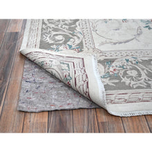 Load image into Gallery viewer, 9&#39;x11&#39;9&quot; Daisy White, Washed Out, Aubusson Design, Pak Persian, 300 Kpsi, 100% Wool, Hand Knotted, Oriental Rug FWR8220