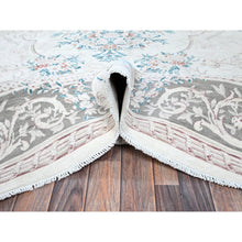 Load image into Gallery viewer, 9&#39;x11&#39;9&quot; Daisy White, Washed Out, Aubusson Design, Pak Persian, 300 Kpsi, 100% Wool, Hand Knotted, Oriental Rug FWR8220