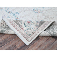 Load image into Gallery viewer, 9&#39;x11&#39;9&quot; Daisy White, Washed Out, Aubusson Design, Pak Persian, 300 Kpsi, 100% Wool, Hand Knotted, Oriental Rug FWR8220