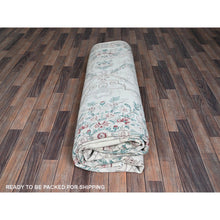 Load image into Gallery viewer, 9&#39;x11&#39;9&quot; Daisy White, Washed Out, Aubusson Design, Pak Persian, 300 Kpsi, 100% Wool, Hand Knotted, Oriental Rug FWR8220
