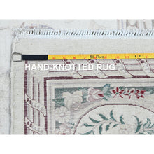Load image into Gallery viewer, 9&#39;x11&#39;9&quot; Daisy White, Washed Out, Aubusson Design, Pak Persian, 300 Kpsi, 100% Wool, Hand Knotted, Oriental Rug FWR8220
