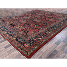 Load image into Gallery viewer, 11&#39;3&quot;x14&#39;5&quot; Crimson Red, Antique Persian Bijar Garus, Even Wear, Clean, Sides And Ends Professionally Secured, Hand Knotted, 100% Wool, Oriental Rug FWR8238