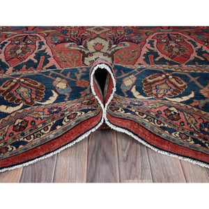 11'3"x14'5" Crimson Red, Antique Persian Bijar Garus, Even Wear, Clean, Sides And Ends Professionally Secured, Hand Knotted, 100% Wool, Oriental Rug FWR8238