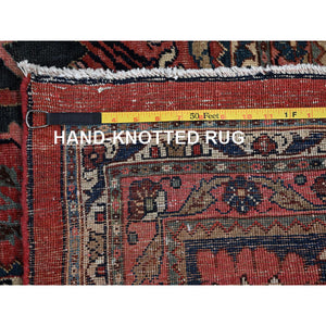 11'3"x14'5" Crimson Red, Antique Persian Bijar Garus, Even Wear, Clean, Sides And Ends Professionally Secured, Hand Knotted, 100% Wool, Oriental Rug FWR8238