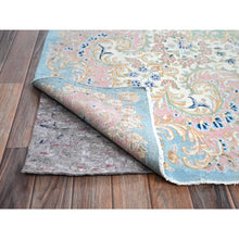 Load image into Gallery viewer, 12&#39;x12&#39; Baby Blue, Antique Persian Kerman, Even Wear, Clean And Soft, Sides And Ends Professionally Secured, Hand Knotted, 100% Wool, Square, Oriental Rug FWR8244