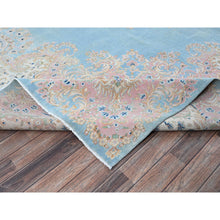 Load image into Gallery viewer, 12&#39;x12&#39; Baby Blue, Antique Persian Kerman, Even Wear, Clean And Soft, Sides And Ends Professionally Secured, Hand Knotted, 100% Wool, Square, Oriental Rug FWR8244