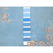 Load image into Gallery viewer, 12&#39;x12&#39; Baby Blue, Antique Persian Kerman, Even Wear, Clean And Soft, Sides And Ends Professionally Secured, Hand Knotted, 100% Wool, Square, Oriental Rug FWR8244
