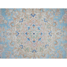 Load image into Gallery viewer, 12&#39;x12&#39; Baby Blue, Antique Persian Kerman, Even Wear, Clean And Soft, Sides And Ends Professionally Secured, Hand Knotted, 100% Wool, Square, Oriental Rug FWR8244