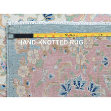 Load image into Gallery viewer, 12&#39;x12&#39; Baby Blue, Antique Persian Kerman, Even Wear, Clean And Soft, Sides And Ends Professionally Secured, Hand Knotted, 100% Wool, Square, Oriental Rug FWR8244