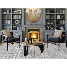Load image into Gallery viewer, 12&#39;6&quot;x15&#39; Porcelain White, Moroccan Weave With Box Design, Textured Pile, Tone On Tone, Undyed Natural Wool, Hand Knotted, Oversized, Oriental Rug FWR8250