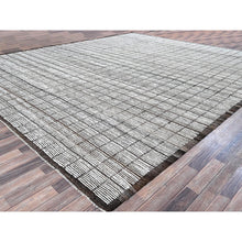 Load image into Gallery viewer, 12&#39;6&quot;x15&#39; Porcelain White, Moroccan Weave With Box Design, Textured Pile, Tone On Tone, Undyed Natural Wool, Hand Knotted, Oversized, Oriental Rug FWR8250