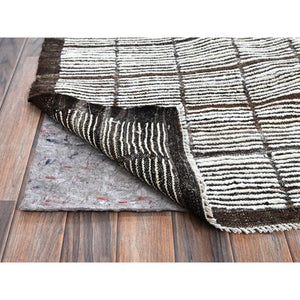 12'6"x15' Porcelain White, Moroccan Weave With Box Design, Textured Pile, Tone On Tone, Undyed Natural Wool, Hand Knotted, Oversized, Oriental Rug FWR8250