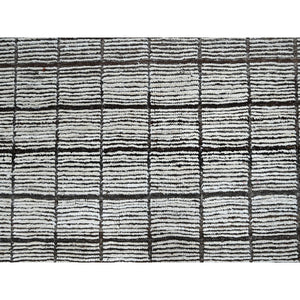 12'6"x15' Porcelain White, Moroccan Weave With Box Design, Textured Pile, Tone On Tone, Undyed Natural Wool, Hand Knotted, Oversized, Oriental Rug FWR8250