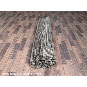 12'6"x15' Porcelain White, Moroccan Weave With Box Design, Textured Pile, Tone On Tone, Undyed Natural Wool, Hand Knotted, Oversized, Oriental Rug FWR8250