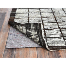 Load image into Gallery viewer, 9&#39;7&quot;x11&#39;8&quot; Snow White, Moroccan Weave With Grid Design, Tone On Tone, Textured Pile, Undyed Natural Wool, Hand Knotted, Oriental Rug FWR8256