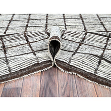 Load image into Gallery viewer, 9&#39;7&quot;x11&#39;8&quot; Snow White, Moroccan Weave With Grid Design, Tone On Tone, Textured Pile, Undyed Natural Wool, Hand Knotted, Oriental Rug FWR8256