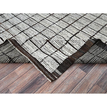 Load image into Gallery viewer, 9&#39;7&quot;x11&#39;8&quot; Snow White, Moroccan Weave With Grid Design, Tone On Tone, Textured Pile, Undyed Natural Wool, Hand Knotted, Oriental Rug FWR8256