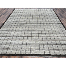Load image into Gallery viewer, 8&#39;4&quot;x9&#39;10&quot; Vista White, Moroccan Weave With Box Design, Textured Pile, Tone On Tone, Undyed Natural Wool, Hand Knotted, Oriental Rug FWR8262