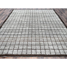 Load image into Gallery viewer, 8&#39;9&quot;x9&#39;10&quot; Daisy White, Moroccan Weave With Box Design, Textured Pile, Tone On Tone, Undyed Natural Wool, Hand Knotted, Squarish, Oriental Rug FWR8268