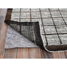 Load image into Gallery viewer, 8&#39;9&quot;x9&#39;10&quot; Daisy White, Moroccan Weave With Box Design, Textured Pile, Tone On Tone, Undyed Natural Wool, Hand Knotted, Squarish, Oriental Rug FWR8268