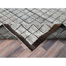 Load image into Gallery viewer, 8&#39;9&quot;x9&#39;10&quot; Daisy White, Moroccan Weave With Box Design, Textured Pile, Tone On Tone, Undyed Natural Wool, Hand Knotted, Squarish, Oriental Rug FWR8268