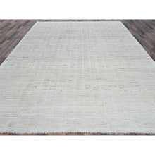 Load image into Gallery viewer, 9&#39;1&quot;x12&#39; Chiffon White, Moroccan Weave With Box Design, Textured Pile, Tone On Tone, Undyed Natural Wool, Hand Knotted, Oriental Rug FWR8274