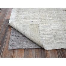Load image into Gallery viewer, 9&#39;1&quot;x12&#39; Chiffon White, Moroccan Weave With Box Design, Textured Pile, Tone On Tone, Undyed Natural Wool, Hand Knotted, Oriental Rug FWR8274