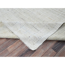Load image into Gallery viewer, 9&#39;1&quot;x12&#39; Chiffon White, Moroccan Weave With Box Design, Textured Pile, Tone On Tone, Undyed Natural Wool, Hand Knotted, Oriental Rug FWR8274