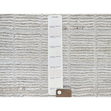 Load image into Gallery viewer, 9&#39;1&quot;x12&#39; Chiffon White, Moroccan Weave With Box Design, Textured Pile, Tone On Tone, Undyed Natural Wool, Hand Knotted, Oriental Rug FWR8274