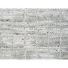 Load image into Gallery viewer, 9&#39;1&quot;x12&#39; Chiffon White, Moroccan Weave With Box Design, Textured Pile, Tone On Tone, Undyed Natural Wool, Hand Knotted, Oriental Rug FWR8274