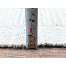 Load image into Gallery viewer, 9&#39;1&quot;x12&#39; Chiffon White, Moroccan Weave With Box Design, Textured Pile, Tone On Tone, Undyed Natural Wool, Hand Knotted, Oriental Rug FWR8274