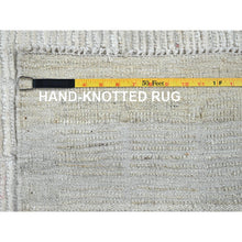 Load image into Gallery viewer, 9&#39;1&quot;x12&#39; Chiffon White, Moroccan Weave With Box Design, Textured Pile, Tone On Tone, Undyed Natural Wool, Hand Knotted, Oriental Rug FWR8274