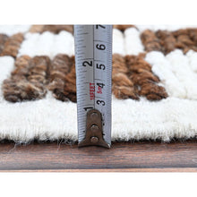 Load image into Gallery viewer, 2&#39;10&quot;x4&#39;9&quot; Chocolate Brown And Ivory, Moroccan Weave With Box Design, Textured Pile, Tone On Tone, Undyed Natural Wool, Hand Knotted, Oriental Rug FWR8280