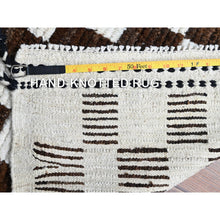 Load image into Gallery viewer, 2&#39;10&quot;x4&#39;9&quot; Chocolate Brown And Ivory, Moroccan Weave With Box Design, Textured Pile, Tone On Tone, Undyed Natural Wool, Hand Knotted, Oriental Rug FWR8280