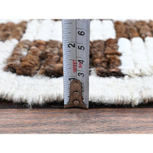 Load image into Gallery viewer, 2&#39;10&quot;x4&#39;10&quot; Chocolate Brown And Ivory, Moroccan Weave With Squares Design, Tone On Tone, Textured Pile, Undyed Natural Wool, Hand Knotted, Oriental Rug FWR8286