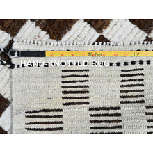 Load image into Gallery viewer, 2&#39;10&quot;x4&#39;10&quot; Chocolate Brown And Ivory, Moroccan Weave With Squares Design, Tone On Tone, Textured Pile, Undyed Natural Wool, Hand Knotted, Oriental Rug FWR8286