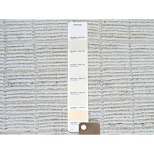 Load image into Gallery viewer, 3&#39;x5&#39; Alabaster White, Moroccan Weave With Grid Design, Tone On Tone, Undyed Natural Wool, Textured Pile, Hand Knotted, Oriental Rug FWR8292