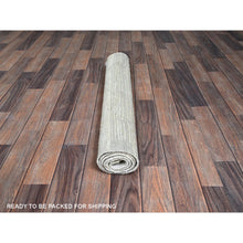 Load image into Gallery viewer, 3&#39;x5&#39; Alabaster White, Moroccan Weave With Grid Design, Tone On Tone, Undyed Natural Wool, Textured Pile, Hand Knotted, Oriental Rug FWR8292