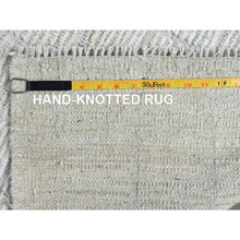 Load image into Gallery viewer, 3&#39;x5&#39; Alabaster White, Moroccan Weave With Grid Design, Tone On Tone, Undyed Natural Wool, Textured Pile, Hand Knotted, Oriental Rug FWR8292