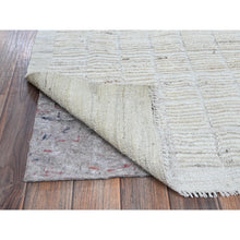 Load image into Gallery viewer, 3&#39;x5&#39; Chiffon White, Moroccan Weave With Box Design, Textured Pile, Tone On Tone, Undyed Natural Wool, Hand Knotted, Oriental Rug FWR8298