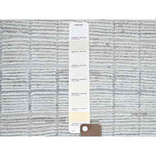 Load image into Gallery viewer, 3&#39;x5&#39; Chiffon White, Moroccan Weave With Box Design, Textured Pile, Tone On Tone, Undyed Natural Wool, Hand Knotted, Oriental Rug FWR8298