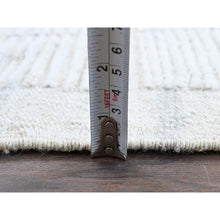 Load image into Gallery viewer, 3&#39;x5&#39; Chiffon White, Moroccan Weave With Box Design, Textured Pile, Tone On Tone, Undyed Natural Wool, Hand Knotted, Oriental Rug FWR8298