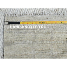 Load image into Gallery viewer, 3&#39;x5&#39; Chiffon White, Moroccan Weave With Box Design, Textured Pile, Tone On Tone, Undyed Natural Wool, Hand Knotted, Oriental Rug FWR8298
