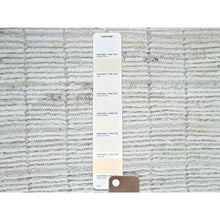 Load image into Gallery viewer, 2&#39;4&quot;x3&#39; Pearl White, Moroccan Weave With Squares Design, Textured Pile, Tone On Tone, Undyed Natural Wool, Hand Knotted, Sample, Mat, Oriental Rug FWR8316