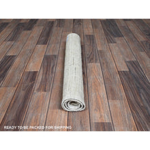 Load image into Gallery viewer, 2&#39;4&quot;x3&#39; Pearl White, Moroccan Weave With Squares Design, Textured Pile, Tone On Tone, Undyed Natural Wool, Hand Knotted, Sample, Mat, Oriental Rug FWR8316