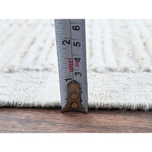 Load image into Gallery viewer, 2&#39;4&quot;x3&#39; Pearl White, Moroccan Weave With Squares Design, Textured Pile, Tone On Tone, Undyed Natural Wool, Hand Knotted, Sample, Mat, Oriental Rug FWR8316