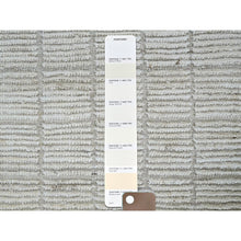 Load image into Gallery viewer, 2&#39;4&quot;x3&#39; Alabaster White, Hand Knotted, Moroccan Weave With Box Design, Textured Pile, Tone On Tone, Undyed Natural Wool, Mat, Sample, Oriental Rug FWR8322