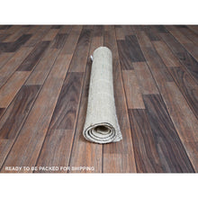 Load image into Gallery viewer, 2&#39;4&quot;x3&#39; Alabaster White, Hand Knotted, Moroccan Weave With Box Design, Textured Pile, Tone On Tone, Undyed Natural Wool, Mat, Sample, Oriental Rug FWR8322