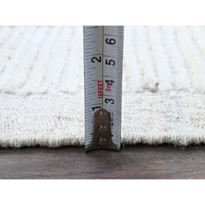 2'4"x3' Alabaster White, Hand Knotted, Moroccan Weave With Box Design, Textured Pile, Tone On Tone, Undyed Natural Wool, Mat, Sample, Oriental Rug FWR8322