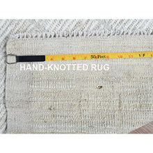 Load image into Gallery viewer, 2&#39;4&quot;x3&#39; Alabaster White, Hand Knotted, Moroccan Weave With Box Design, Textured Pile, Tone On Tone, Undyed Natural Wool, Mat, Sample, Oriental Rug FWR8322